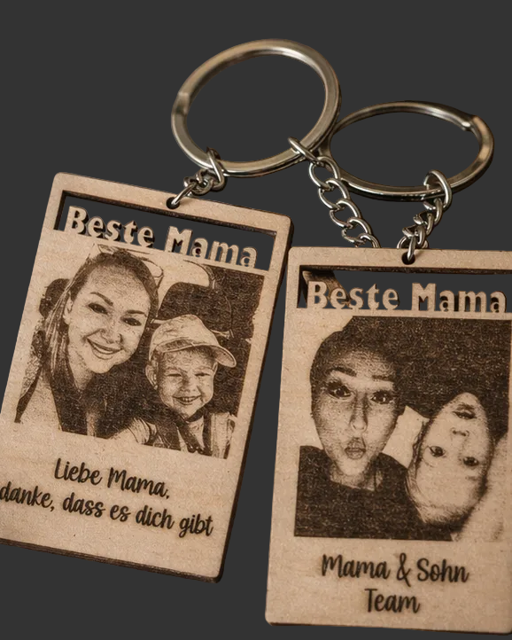Personalisierter Foto- Schlüsselanhänger aus Holz