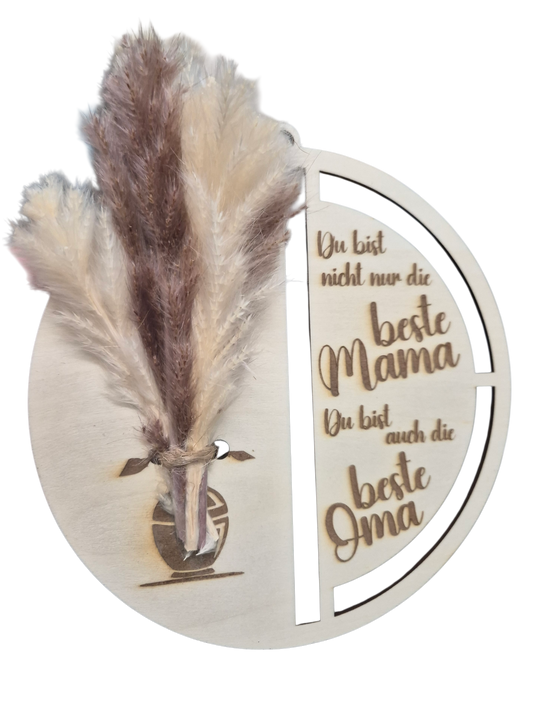 Muttertagsgeschenk aus Holz mit Trockenblumen